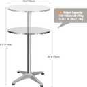 REDCAMP 24" Cocktail Table with Black Cover, Folding Round Bar Table Pub Table with Flip-Up Top for Parties Restaurant, 30" /45" Two Heights Adjustable