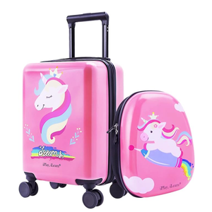 iPlay, iLearn Unicorn Kids Luggage, Girls Carry on Suitcase, 18" Hardside Travel Luggage Set W/Backpack, Toddler Rolling Luggage W/ 4 Spinner