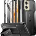 Poetic Revolution Case for Motorola Moto G Stylus 5G 2024,[Slide Camera Cover],[20FT Mil-Grade Drop Tested], Full-Body Grade Rugged Shockproof Cover with Kickstand and Built-in-Screen Protector, Black