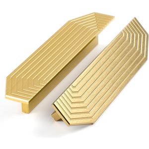 Brass Cabinet pulls Brushed Drawer pulls Modern Gold Cabinet Cabinet Handles Drawer Handles for Dresser (2Pack-5.7inch Polygon)