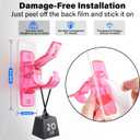 6-Pack No Drill Needed Curtain Rod Holders Brackets, Self Adhesive Rods Holder Hooks, Multipurpose Nail-Free Stick on Curtain Rod Hooks-Transparent Berry Pink
