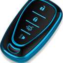 Tukellen for Chevrolet Key Fob Cover Special Soft TPU Key Case Key Shell Compatible with 2016-2024 Chevy Blazer Bolt EV Camaro Cruze Equinox Malibu Sonic Spark Traverse Key Shell (Blue, 4 Buttons)