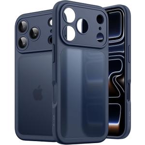 JETech Matte Case for iPhone 17 Pro 6.3-Inch, Shockproof Military Grade Drop Protection, Full Camera Lens Protection, Frosted Translucent Back Minimalist Phone Cover (Dark Blue)