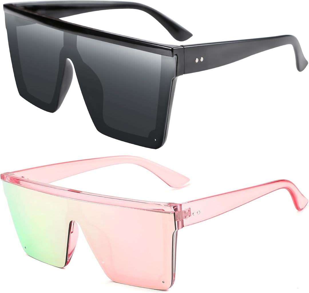FEISEDY Oversized Sunglasses Mens Womens Flat Top Square Trendy Visor Shades UV400 B2470