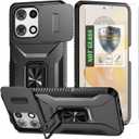 for Moto G 5G 2025 Case,with Sliding Camera Lens Cover,HD Screen Protector,360 Rotating Ring Kickstand,AYMECL Military-Grade Shockproof Protective Cover for Motorola Moto G 5G 2025,Black