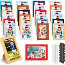 Roowest Set of 24 Picture Frame Bulk with Acrylic Sheet 4 x 6 Inch Wood Photo Frames with Invisible Nail and S Hooks for Wall Table Top Display(Soft Color)