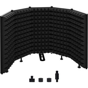 Geynnple Microphone Isolation Shield  Foldable & Adjustable Soundproof Panel for Recording, Podcasting, Vocal Booth, Studio & Home Use (Five sides without stand)