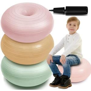 Lewtemi Flexible Seating for Classroom 20 Inch Inflatable Yoga Ball Chair Large Donut Exercise Ball Chair Cushion Seat with Inflator for Kid Student Sensory Balance Home Office