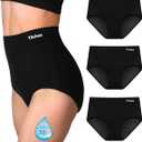 Period Underwear for Women Heavy Flow Extra High Waisted Period Panties Soft Menstrual Leakproof Underwear (XX-Large, Black of 3)