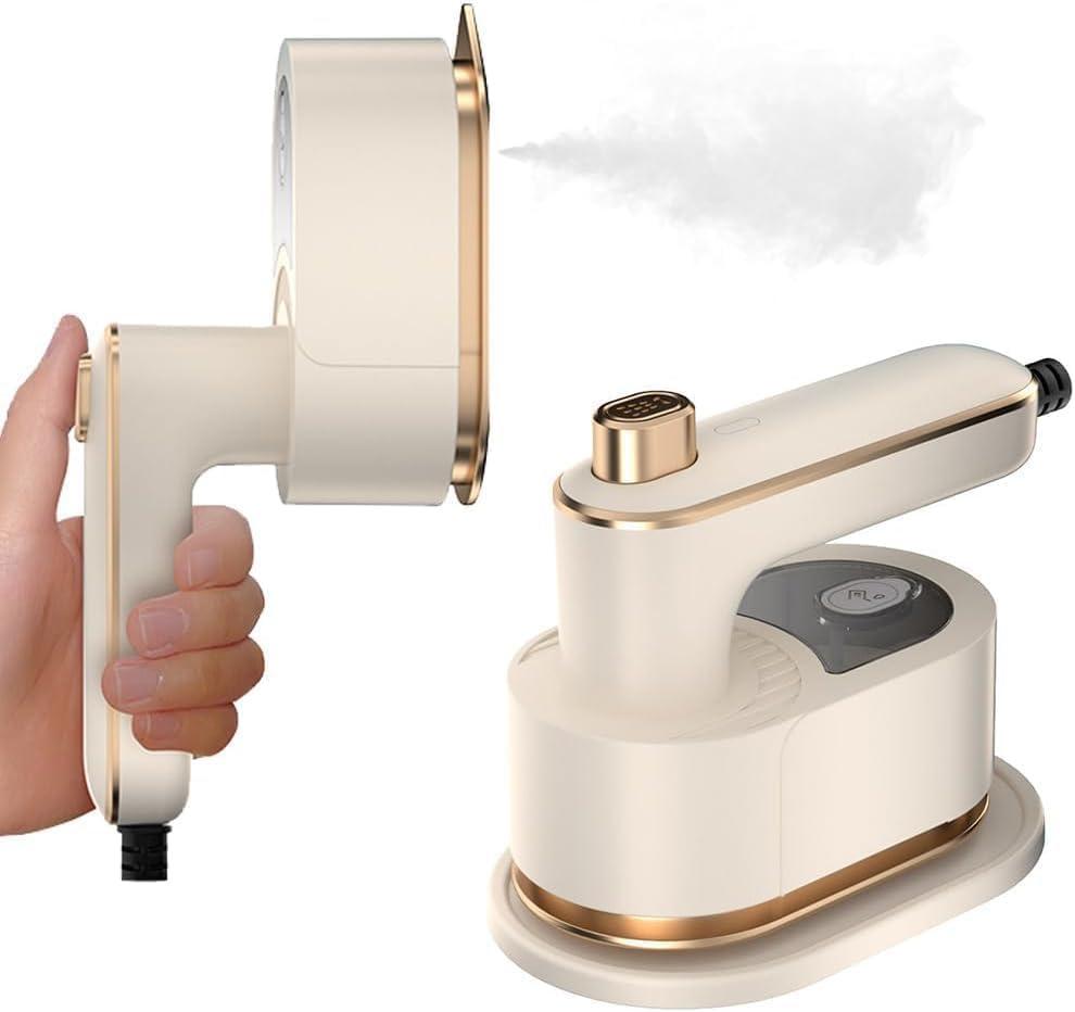 Travel Steamer Iron for Clothes Mini-Portable Ironing Machine Travel and Iron Fast 10s Heat-Up and 180 Rotating Handle,Horizontal and Vertical,Garment Steamer and Iron for Travel Office Home(White)