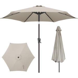 9ft Outdoor Patio Umbrella - Table Umbrella Waterprool UV Protection, Sombrillas de Patio with Push Button Tilt, Sun Umbrella for Pool, Porch, Garden, Deck, Backyard (Taupe)