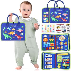 URMYWO Toddler Busy Board - Busy Book Montessori Toys Ages 3 and up - Preschool Learning Activities with Alphabet Number Animal, Educational Travel Toys Birthday Gifts for Kids, Compact