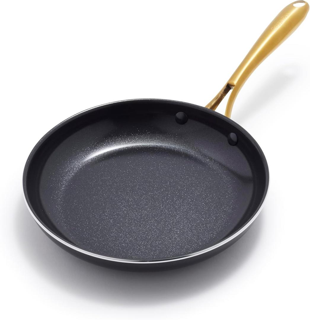 GreenPan Swift Cookware 10" Frying Pan Skillet, Healthy Ceramic Nonstick Coating, Heavy-Gauge Aluminum, Gold-Tone Stainless Steel Handle, PFAS-Free, Dishwasher & Oven Safe, Black