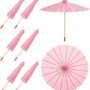 MECCANIXITY 6 Pcs Paper Umbrellas, 8" DIY Oiled Paper Painting Umbrellas for Photography Props Craft Party Wedding Decoration, Pink