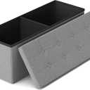 GLAXYFUR 43 Inches Folding Storage Ottoman Bench, Storage Chest, Footrest for Entryway, Living Room, Holds up to 660 lb, Light Grey