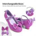 DREAM PAIRS Girls Dress Shoes Toddler Little Girls Heels Mary Jane Princess Shoes with Interchangeable Bow for Flower Girl Wedding Party,Size 9 Toddler,Purple,SDFL2322K