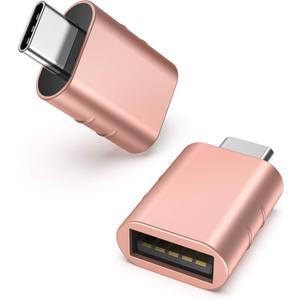 Syntech [2 Pack USB Male to USB3 Female Adapter Compatible with iPhone 17 Pro Max iMac iPad mini/Pro 2023 Pro MacBook Air 2024 and Other Type C Devices, Rose Gold