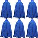 6 PCS Microfiber Cloth Mops Heads Refill, Blue Screw On String Mop Replacement Compatible with All Standard US Threading Pole 0.8" Diameter Mop Handle