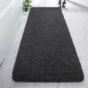 AROGAN Luxury Long Bathroom Runner Rug, 24x60 Inch Thick Soft and Absorbent Non Slip Bath Mat, Rubber Backing Quick Dry Rugs Carpets, Machine Washable Plush Mats for Shower Floor, Deep Grey