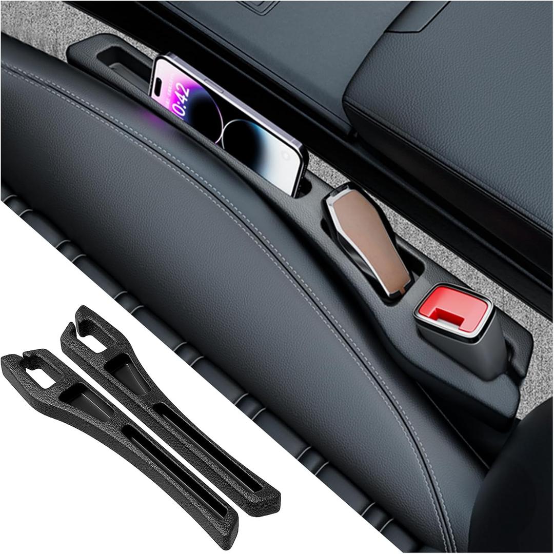 2PCS Car Seat Gap Filler Organizer,2 in 1 Car Gap Filler with Fill and Storage Function for Storing Phones Keys Cards,Universal Multifunctional No Drop Seat Guard for Cars (Black)
