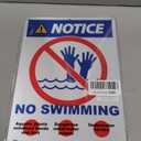No Swimming Sign, NOTICE Sign, 35 x 25cm, Rust-Proof Aluminum, Two Pieces