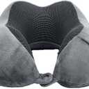 4-Piece Ergonomic Memory Foam Neck Pillow Travel Kit (Includes Eye Mask, Earplugs & Carrying Case)