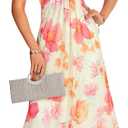LYANER Women's Floral Ruffle Hem A Line Adjustable Spaghetti Strap Elegant Long Dress (XS)