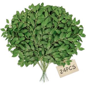 Fake Leaves(24pack) Faux Greenery Stems,Silk Greenery,Artificial Tree Branches,for Table Decor for centerpieces Italian Decorations Floral Arrangements etc Reusable.