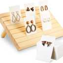 Blulu 31 Pack Wooden Earring Display Stand 7 Slots jewelry Display Holder with Earring Card for Selling Vendors Retail Show