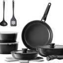 Redchef 16pcs Ceramic Pots and Pans Set Non Stick, Nonstick Kitchen Cookware Set with Detachable Handle, Non Toxic, PFAS PFOA & PTFE Free, RV Cookware Set for Camping, Dishwasher/Oven Safe (Black)