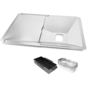Utheer Universal Grease Tray with Catch Pan and Foil Liner for Nexgrill, Charbroil, Cuisinart, Dynaglo, Kenmore, BHG, Master, Expert Gas Grill, Drip Pan for 2/3/4 Burner Grill, 10Pcs Aluminum Liner