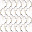 24 Set 8 Inch Tambourine for Adults Wooden Hand Held Drum with Metal Jingles, Gift Tags, White I Love You Printed Ribbon Percussion Gift Musical Instrument for Church Wedding Party favor(Black)