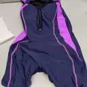 beautyin Athletic One Piece Swimsuits Women Front Zip Modest Boyleg Bathing Suit (Small, Purple/Navy)