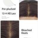 Cuiud Ombre Gray Brown Lace Front Wig 13×4 Pre Plucked Ash Gray with Blonde Synthetic Lace Front Wigs for Women 26Inch Glueless Wigs for Beginner Daily Use Beginner Friendly