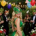 Butterfly Masquerade Mask for Women Lace Venetian Masks Halloween Mardi Gras Party Prom (Green)