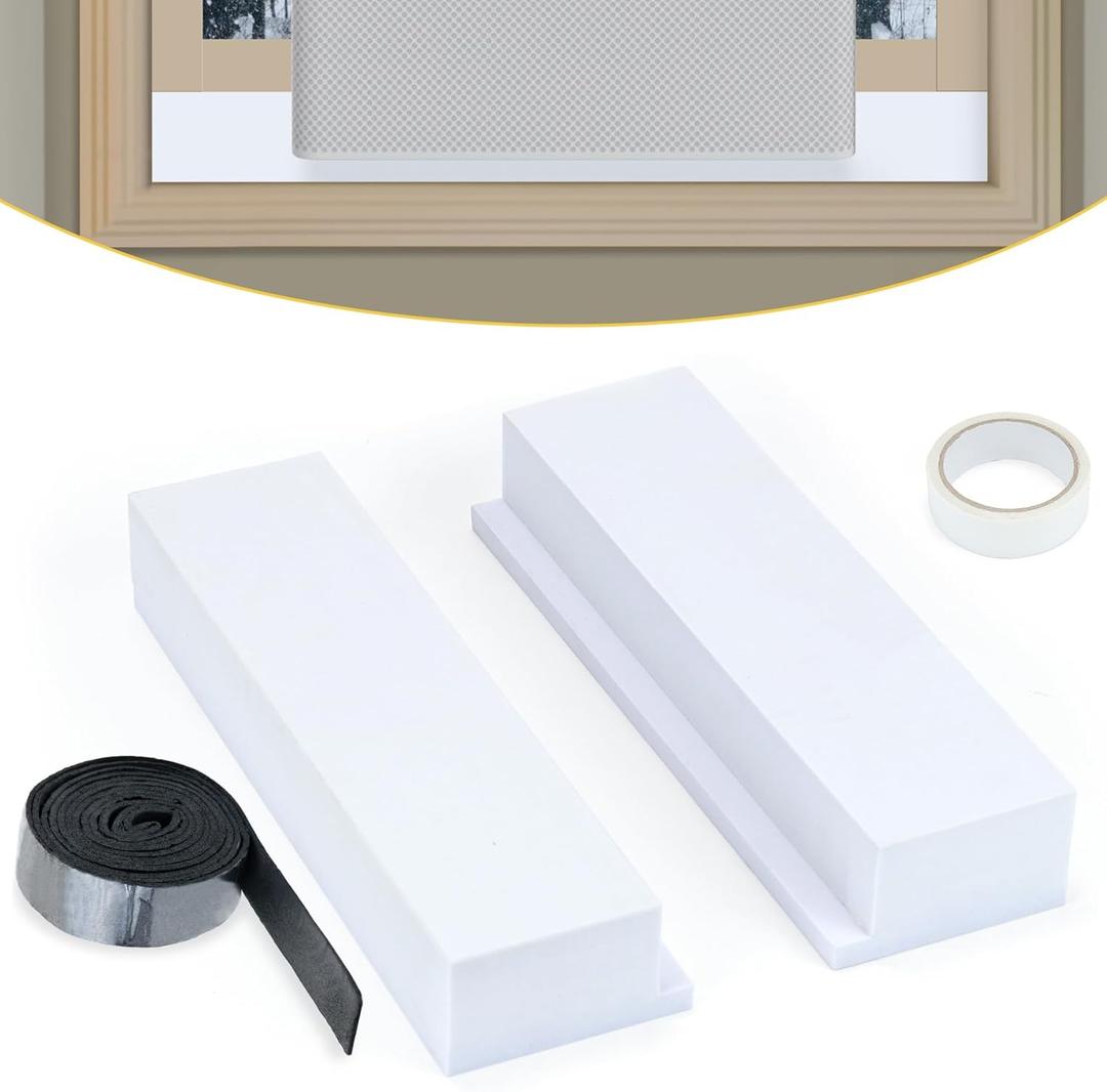 2 Pack Foam Block for U-Shape Window AC Units,Window AC Curtain Side Foam Block with Weather Seal Tape,Stop Cold Drafts Air Leak,Winter Summer,Compatible with Midea Air Conditioner