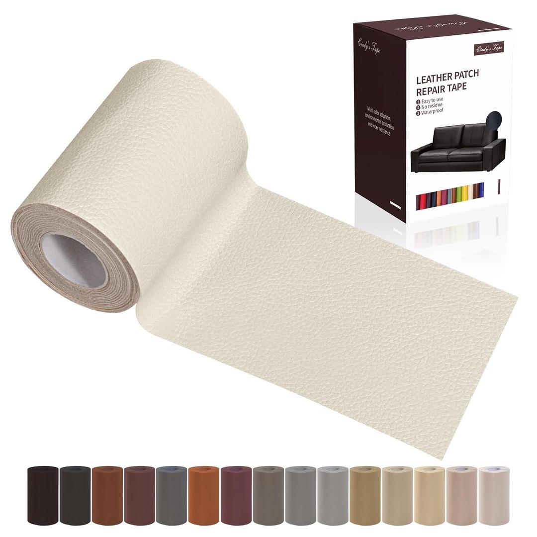 Leather Repair Patch Tape, Ivory 3 x 61 Inches Self Adhesive Leather Repair Kit for Furniture, Car Seat,Vinyl Leather Repair Kit for Office Chairs,Couch, Sofa, Luggage
