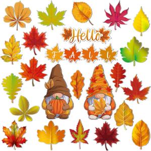 Umigy 24 Pcs 25 Pcs Thanksgiving Refrigerator Magnets Fall Decoration Thanksgiving Gnomes Fridge Magnet Pumpkin Maple Autumn Decoration for Locker Fridge Car Mailbox Cabinets Home Decor (Maple Leaf)