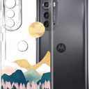 Unov Case Compatible with Motorola Moto Edge 2022 5G Clear with Design Soft TPU Shock Absorption Slim Embossed Pattern Protective Back Cover (Sierra Mountains)