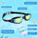 Flutesan 3 Pack Swimming Goggles No Leaking Silicone Anti Fog Swim Glasses with Nose Clip Ear Plugs Adult Kids Pool, 3 Colors (S)