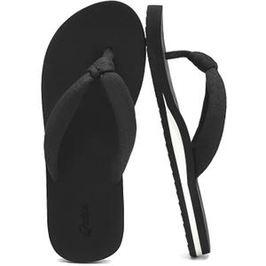 Flip Flops for Women,Yoga Mat Flip Flops Women,Beach Thong Sandals for Women,Indoor and Outdoor Womens Flip Flops (8, Black)