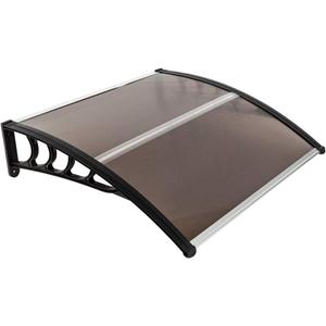 116 inch / 78 inch / 39 inch Window Awning Outdoor Polycarbonate Hollow Sheet Door Patio Canopy (Dark Brown Canopy + Black Bracket, 40''x 40'')