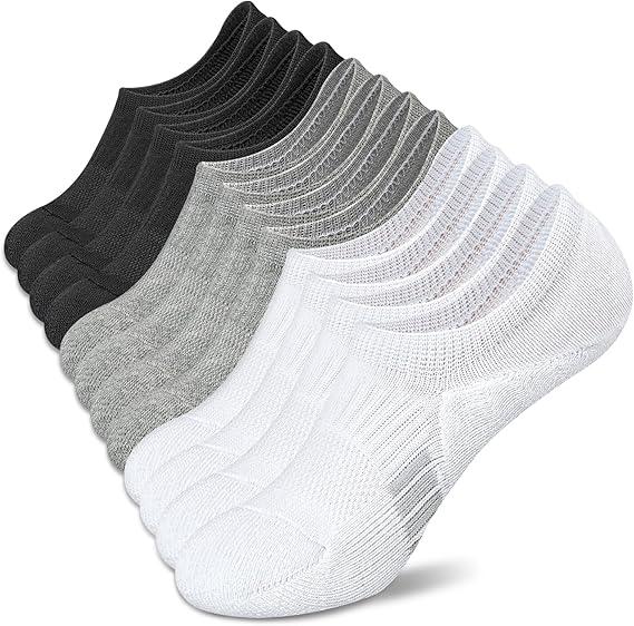 Amutost No Show Socks Womens Athletic Cushion Ankle Footies Low Cut 5-6 Pairs, Large