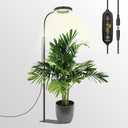 GLOWRIUM Grow Lights for Indoor Plants, 20W Full Spectrum LED Grow Light Floor Lamp with Stand Adjustable Height and Angle, Black Plant Light with 3/9/12H Grow Light Timer