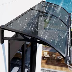 Awning for Door Entrance, Aluminum Window Awnings Exterior for Doors Canopy, Polycarbonate Cover Outdoor Front Doors UV/Rain/Snow Protection, Easy to Install, Gray Board (24x79in)