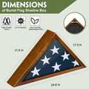Flag Case for Burial Flag, 5' x 9.5' Funeral Flag Display Case Brown Wood Memorial Flag Shadow Box for Military Veterans with Glass Covered and Wall Mounted