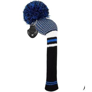 Scott Edward 1PCS Knit Pom Pom Hybrid(UT) Club Protector Golf Club Cover with Rotating Number Tags, Soft, Portable(Scottish Blue)