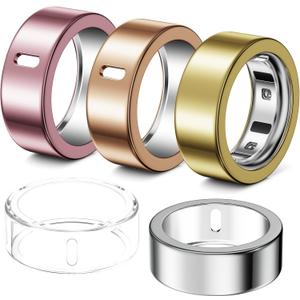 5 Pack Ring Cover Compatible with Oura Ring Gen 4/Oura Ring Gen 3 Horizon/Heritage, Abrasion-Resistant TPU Case for Oura Ring Protector Accessories for Oura Size 10 (Clear+Silver+Gold+RoseGold+Pink)