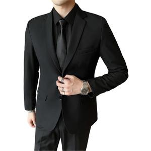 Men's Suit Suit (Blazer+ Pants) Business Wedding Gentleman Full Professional Interview Formal Casual Suit (Medium, Black)