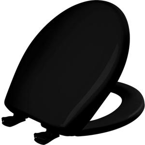 Bemis Classic Colors Slow Close Toilet Seat, Easy Clean Hinges and Durable Plastic Seat, Made in USA, Round, Black